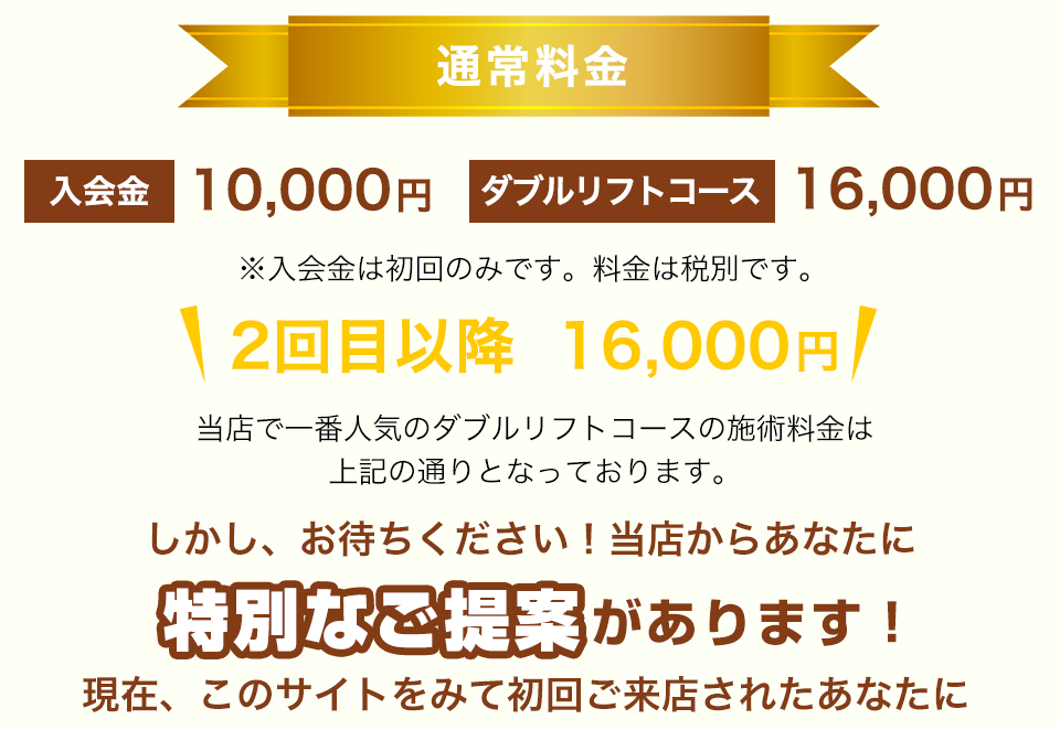 通常料金しかし、お待ちください！当店からあなたに特別なご提案があります！